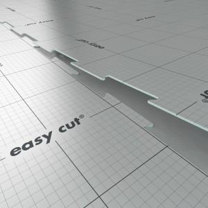 t.b.t. Hangszigetelés rácsos háttéren "easy cut" felirattal.