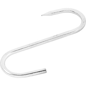 Horganyzott hentes kampó, S-kampó, 5x100mm, ideális hús és szerszámok akasztására.