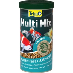 Tetra Pond Multi Mix 1 l halétel: Pelyhek, rudak és gammarus tavi halak számára.