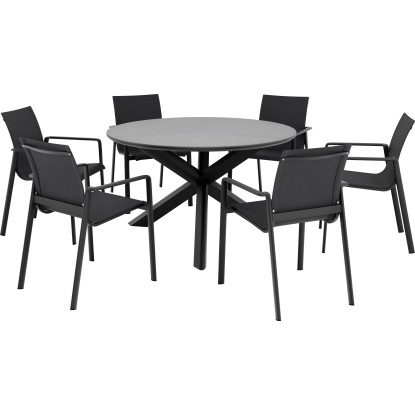Abington kerti bútorgarnitúra 7 részes textil alumínium-acél antracit-szürke