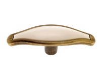 Bútorfogantyú 1889-67 22 mm x 67,5 mm antikolt bronz-tört fehér