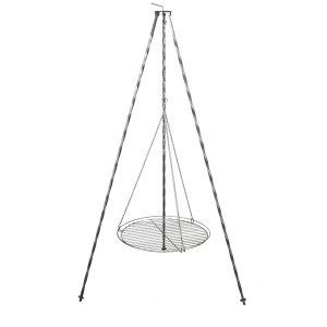 Buschbeck háromlábú állvány tűzrakó tálhoz Ø 70 cm, grillráccsal, acél, állítható magasságú.
