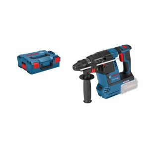Kék Bosch Professional GBH 18V-26 akkus fúrókalapács mélységütközővel és kofferrel.