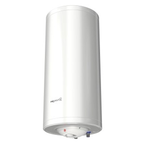 Fehér, hengeres t.b.t. bojler vezérlőkkel az alján.