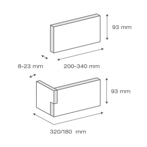 Stegu Madera Graphite sarok, beton burkolat méretekkel falburkoláshoz.