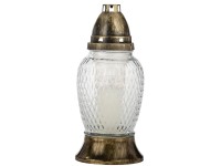 Műanyag tetős üvegmécses 25 cm x 11 cm