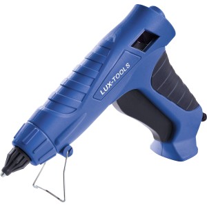 Kék LUX Comfort HKP-100/12 hőlégfúvó cseppzáróval és állvánnyal.