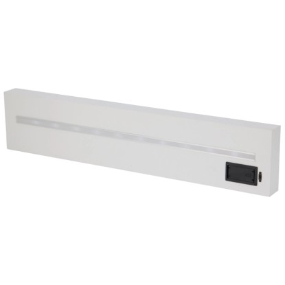 Fehér MDF fali polc LED világítással, 60 cm széles, fa erezettel.