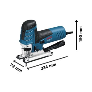 Bosch Professional GST 150 CE szúrófűrész, kék-fekete, 780 W. Méretek: 334x79x190 mm a pontos vágásokhoz.