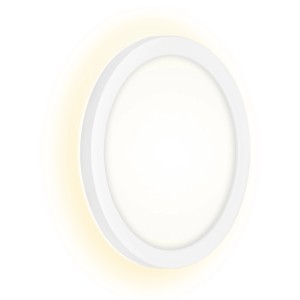 Kerek, fehér Brilo Frankfurt LED kültéri lámpa, Ø 21 cm, falra és mennyezetre szerelhető.