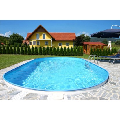 Acélfalú medence szett Faro beépíthető medence ovális alakú 600 cm x 320 cm