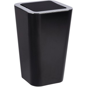 Fekete Wenko Candy lengőfedeles szemetes, 6 l, fürdőszobába vagy WC-be. Kozmetikai szemetes lengőfedéllel és króm szegéllyel.