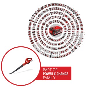 Einhell Power X-Change akkus lombfúvó GC-CL 18 Li E Solo, a Power X-Change család tagja.