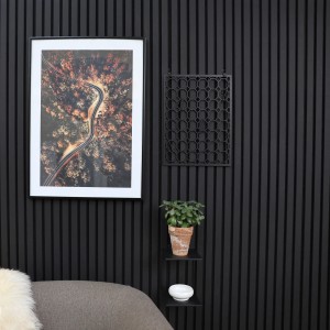 Denpanels tárolórács 4 akasztóval, fekete, akusztikus panelekre szerelhető.
