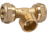 Szorítógyűrűs T-idom 16 mm x 21 mm (R 1/2) x 16 mm sárgaréz