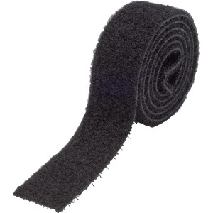Fekete tépőzár, 600 mm x 20 mm, 2 darab, feltekerve. Ideális rögzítéshez.