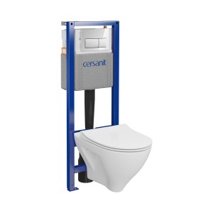Fali WC szett tartályszerkezettel és nyomólappal.
