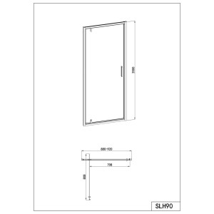 SANOSLIM pivot zuhanyajtó 90 x 200 cm matt fekete