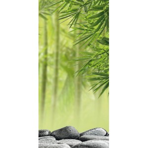 Sanowall Wellness zuhanypanel bambusz mintával és kövekkel a pihentető zuhanyozáshoz.