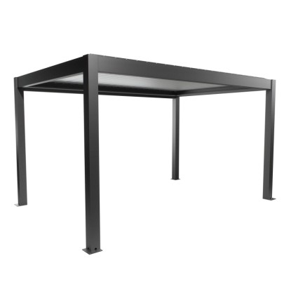 Biohort Pergola 4,5x3 m sötétszürke-ezüst színben, egy modern teraszfedés lamellákkal.