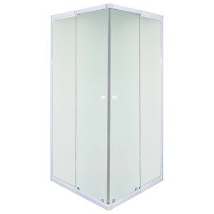 Sanotechnik sarokbelépős zuhanykabin matt üveggel, fehér profilokkal, 4 mm-es biztonsági üveggel. Sarokzuhany a fürdőszobájába.