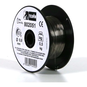 Telwin rozsdamentes acél hegesztőhuzal, 0,8 mm, 0,5 kg-os tekercs hegesztőgéphez.