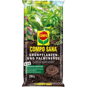 Zsák Compo Sana virágföld zöld növényekhez és pálmákhoz, 20 l. Speciális táptalaj tápanyagokkal az egészséges növényekhez.