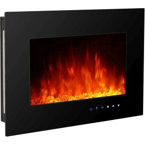 Fekete El Fuego Aarau II elektromos kandalló láng effektussal és érintőpanellel.