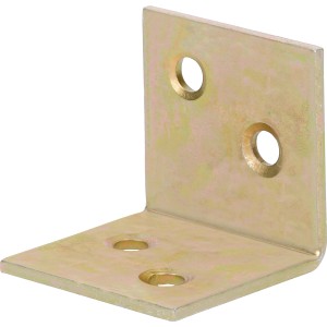 Sárga horganyzott széles szögvas 30x30x30 mm fa szerkezetekhez.