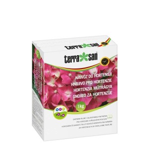TerraSan Hortenzia tápoldat, 1kg-os csomag a dús virágzáshoz.