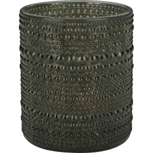 Zöld Dark Wonder teamécsestartó üvegből, pöttyös mintával, 8,5 cm magas, Ø 10 cm.