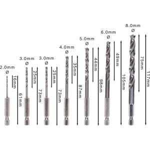 Bosch Robust Line fa spirálfúró készlet, 7 részes, hatlapú szár, 2-8mm méretek, fafúráshoz.