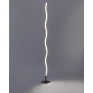 Modern acél LED Wave állólámpa, 120 cm magas, nappali világításhoz.
