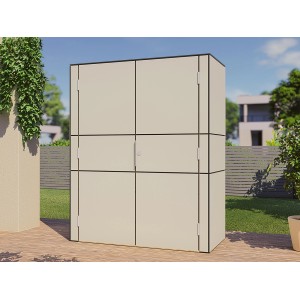 Bertilo kerti szekrény HPL Highboard, 155x75x193 cm, szürke, ajtókkal, kertbe vagy teraszra.
