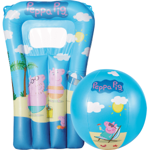 Happy People Peppa Pig strandkészlet labdával és gyerek felfújható matraccal.