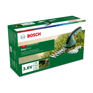 Bosch EasyShear akkus fű- és bokornyíró olló készlet dobozban.