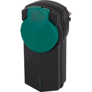 Vezeték nélküli kapcsoló otthoni automatizáláshoz, IP44, zöld fedéllel. Kényelmes távirányító a be- és kikapcsoláshoz.