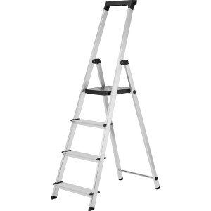 Alumínium háztartási létra 4 fokkal, 275 cm munkamagasság, max. 150 kg teherbírás.