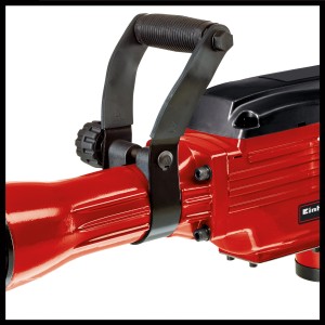 Közelkép: Piros Einhell TC-DH 43 bontókalapács fekete fogantyúval.