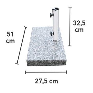 Szürke Granada gránit napernyőtartó, 20 kg, erkély napernyőkhöz, max. Ø 200 cm.