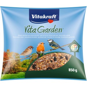 Vitakraft madáreleség csomagolás verebekkel, vörösbegyekkel és cinegékkel.