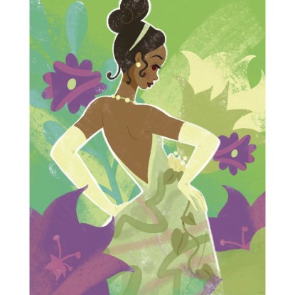 Komar Disney Princess Tiana falikép 40 cm x 50 cm zöld