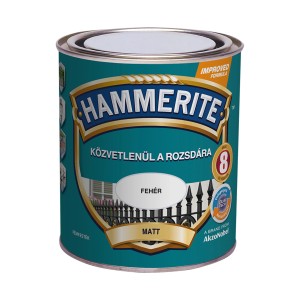 Hammerite Fémvédő festék, fehér matt, 750 ml-es doboz. Rozsdavédelem, alapozó és festék egyben.