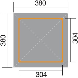 Weka Pavilon Kerti Oázis 651 Gr. 2 alaprajz: 380x380cm külső méret, 304x304cm alapterület.