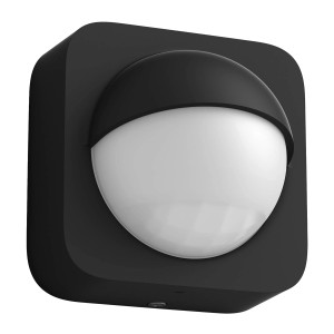 Fekete, vezeték nélküli Philips Hue Motion kültéri mozgásérzékelő.