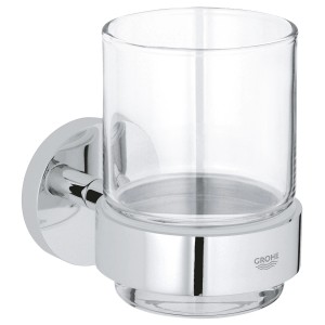 Grohe QuickFix fogkefetartó pohárral, üveg/króm