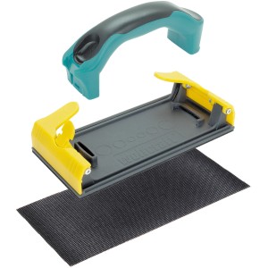 wolfcraft kézi csiszoló gipszkartonhoz, 115x280mm, 2 komponensű fogantyúval és csiszolóhálóval.