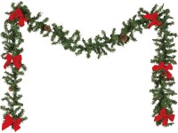 Mű fenyőgirland 270 cm piros masnival tobozzal