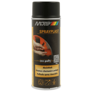 Fekete matt Motip Sprayplast lehúzható festék spray, karosszéria javításhoz, kőfelverődés ellen.