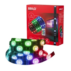 Brilo TV LED szalag RGB 2m távirányítóval, USB-vel és színváltással a hangulatos TV-világításért.